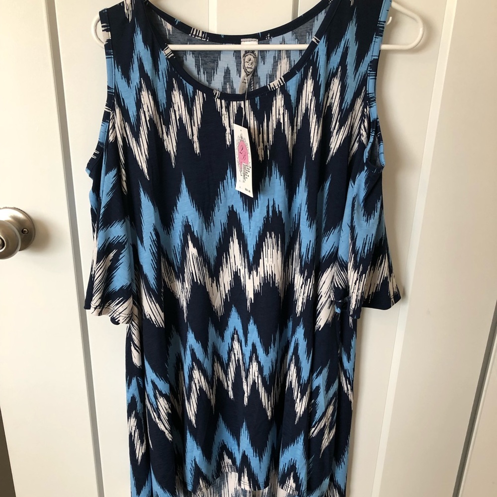 Multi-blue Cut-out Sleeve Tunic